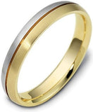 4mm Wide Designer Two-Tone 18 Karat Gold Wedding Band  - 17GG87