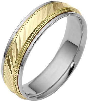 6mm Multi Texture Two-Tone 14 Karat Wedding Band -17GG88