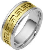 8mm Multi Texture 18 Karat Two-Tone Gold Wedding Band - 17GG91