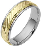 6mm Multi Texture Two-Tone 18 Karat Gold Wedding Band - 17GG93