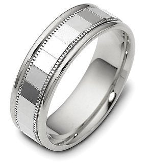 7mm Designer Platinum Comfort Fit Wedding Band Ring - 17GG94