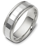 7mm Designer Platinum Comfort Fit Wedding Band Ring - 17GG94