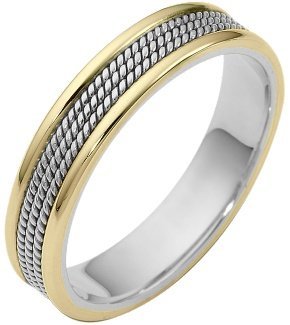 Rope Style 14 Karat Two-Tone Gold 5mm Wedding Band - 17GG95