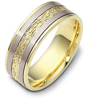 Comfort Fit Platinum and 18 Karat Gold 7mm Wedding Band - 17GG98