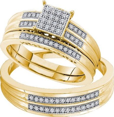 His and Her Trio Wedding set 0.26ctw diamond - 18GG11