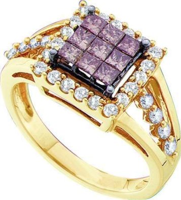 1.00ctw cognac diamond ladies invisible ring - 18GG21