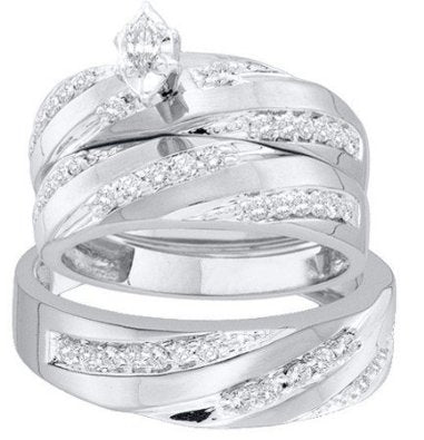 0.78ctw diamond marquise center trio set - 18GG23