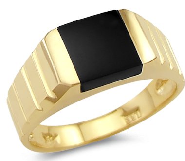 14k Yellow Gold  Square Onyx Ring Band - 18GG29