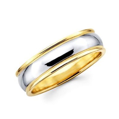 Two 2 Tone Gold Womens Mens Milgrain High Polish Wedding Ring Band - 18GG30