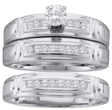 10K White Gold Round Cut White Diamond Wedding Set - 18GG42