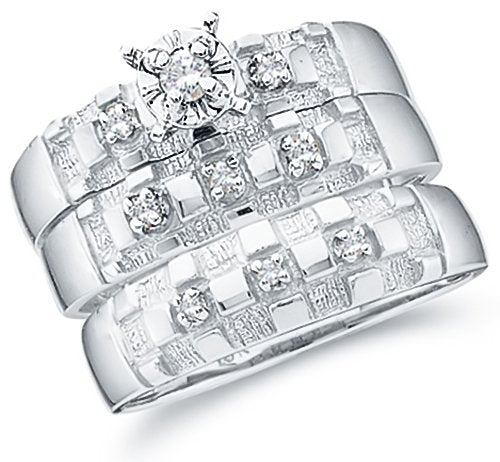10K Yellow Gold Diamond Mens and Ladies Couple Ring Set - 18GG46