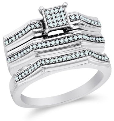 10K White Gold Diamond Mens and Ladies Couple Wedding Set - 18GG47