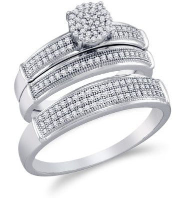 10K White Gold Diamond Mens and Ladies Couple Wedding Set - 18GG49