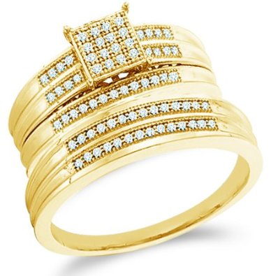 10k Yellow OR White Gold Mens and Ladies Couple Wedding Set - 18GG50