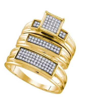 10k Yellow Gold Brilliant Round White Diamond Men's & Women's Wedding Set - 18GG51