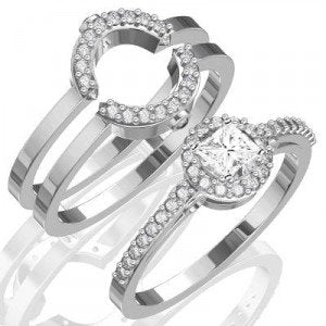1 Carat Princess cut Diamond Trio Bridal Set - 18GG55