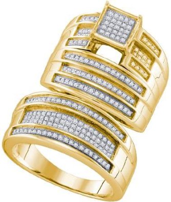 10k Yellow Gold Brilliant Round White Diamond Trio Set - 18GG57
