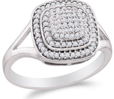 White Gold Diamond Halo Engagement Ring - 18GG65