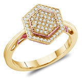Hexagon Shape Center Setting w/ Micro Pave Set Round Diamonds Engagement Ring - 18GG70
