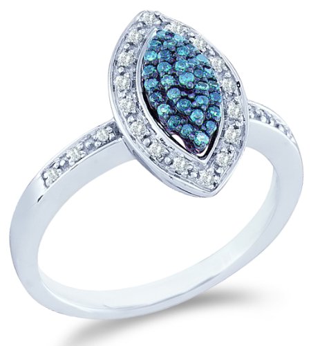 10k White Gold Marquise Shape Center Cluster Engagement Ring - 18GG72