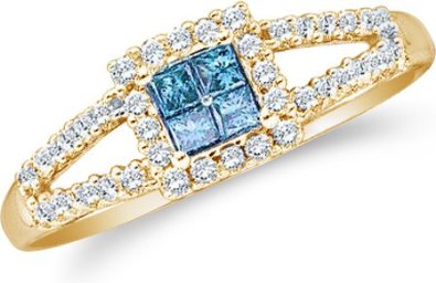 14k Yellow OR White Gold Blue Diamond Princess Engagement Ring - 18GG76