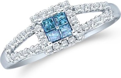 14k Yellow OR White Gold Blue Diamond Princess Engagement Ring - 18GG76