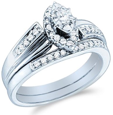 10k Yellow OR White Gold Diamond Ladies Womens Bridal Set - 18GG77