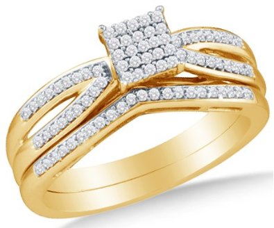 10k Yellow OR White Gold Diamond Micro Pave Bridal Set - 18GG80