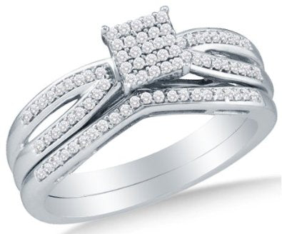 10k Yellow OR White Gold Diamond Micro Pave Bridal Set - 18GG80