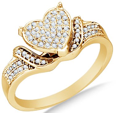 10k White OR Yellow Gold Diamond Micro Pave Heart Ring - 18GG83