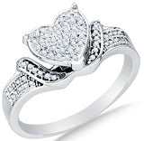 10k White OR Yellow Gold Diamond Micro Pave Heart Ring - 18GG83