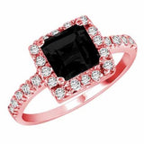 14K Gold Square Created Black Diamond Engagement - 18GG89