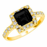 14K Gold Square Created Black Diamond Engagement - 18GG89