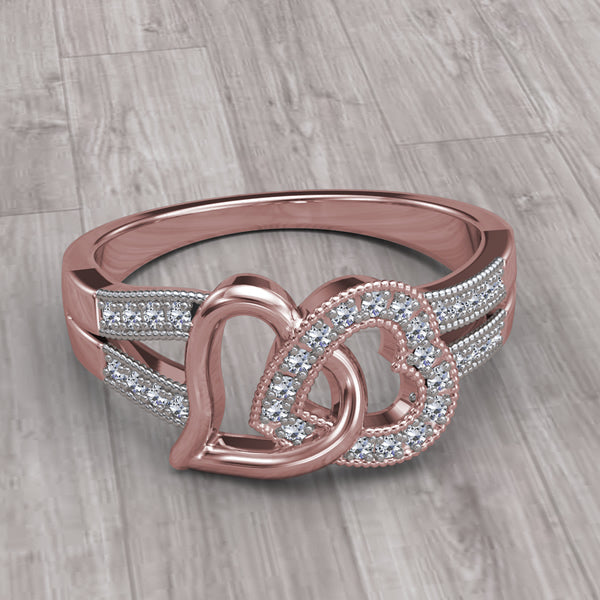 Rose Gold Diamond Heart Ring - 18GG91