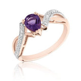 Pear Amethyst and Diamond Rose Gold Ring - 19GG03