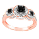 Black & White Diamond Three Stone Halo Ring - 19GG07