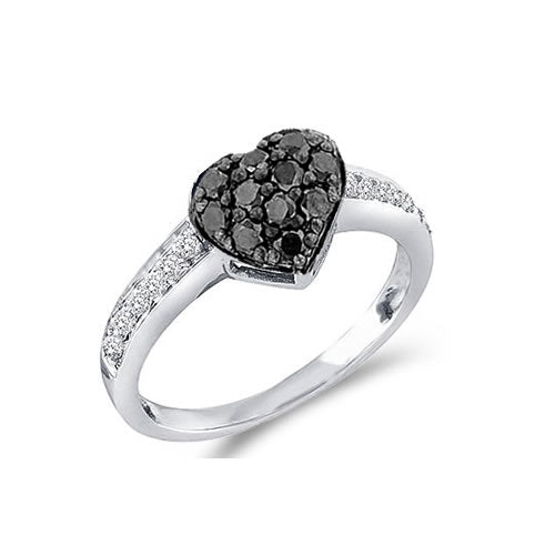 Black Diamond Heart Ring - 19GG08