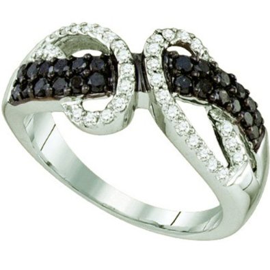 0.76 Carat (ctw) 10k White Gold Black & White Diamond Ring - 19GG09