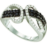 0.76 Carat (ctw) 10k White Gold Black & White Diamond Ring - 19GG09