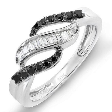 0.25 Carat (ctw) 10k White Gold Black & White Diamond Ring - 19GG11