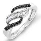 0.25 Carat (ctw) 10k White Gold Black & White Diamond Ring - 19GG11