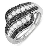 1.05 Carat (ctw) 10k White Gold Black & White Diamond Ring - 19GG13