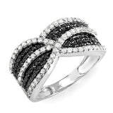 1.15 Carat (ctw) 10k White Gold Black & White Diamond Ring - 19GG14