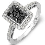 0.55 Carat (ctw) 10k White Gold Black & White Diamond Ring - 19GG15