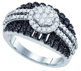 10k White Gold Black Colored & Natural Round Diamond Ring - 19GG17
