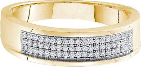 Yellow Gold Round White Diamond Micro Pave Men's Wedding Band - 19GG26