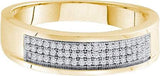 Yellow Gold Round White Diamond Micro Pave Men's Wedding Band - 19GG26