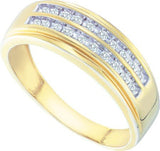10K Yellow Gold Round White Diamond Men's Ring - 19GG27