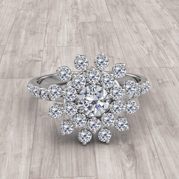 Gold Flower Shape Engagement Ring - 19GG34