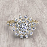 Gold Flower Shape Engagement Ring - 19GG34